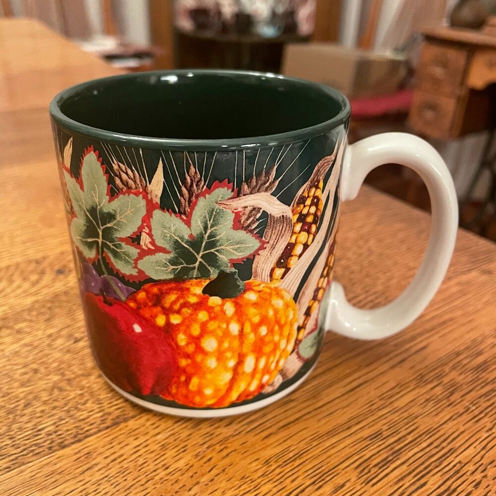 Vintage Spring Harvest Themed Coffee Cup Mug Flowers Inc. Balloons Made in Korea